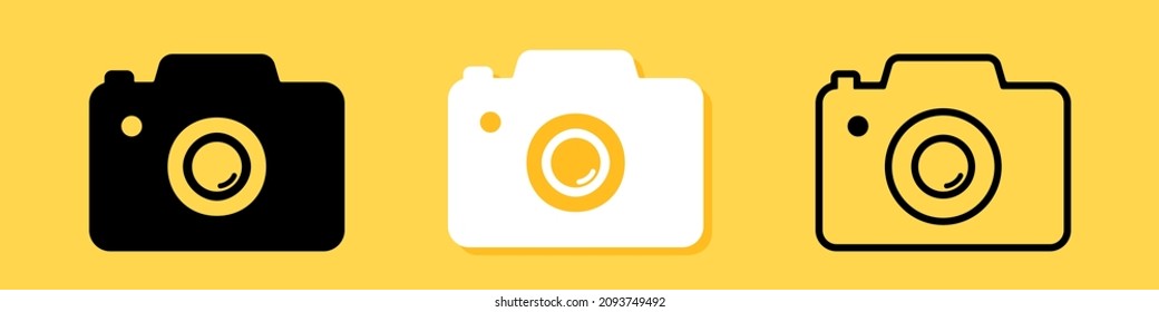 Camera Icon Set. Photocamera Sign. Take A Picture. Camera Symbol For Your Web Site Design, Logo, App, UI. Vector Line Icon For Business And Advertising.