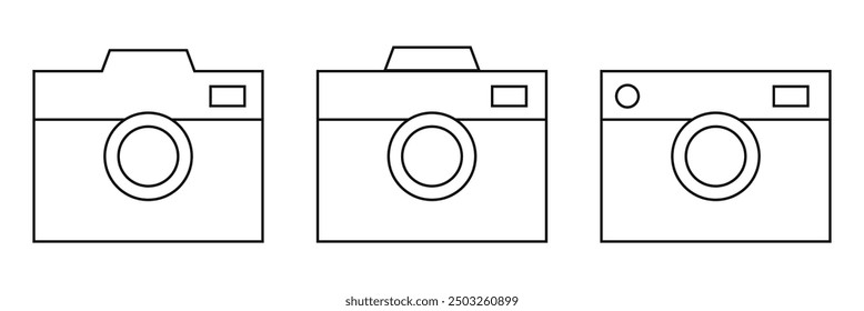 Conjunto de iconos de cámara. Iconos de Fotografía. Iconos multimedia. Iconos de dispositivos de cámara. Ilustración vectorial. Vector de la cámara.