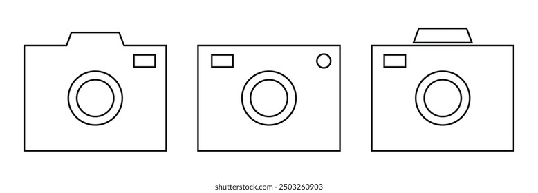 Conjunto de iconos de cámara. Iconos de Fotografía. Iconos multimedia. Iconos de dispositivos de cámara. Ilustración vectorial. Vector de la cámara.