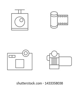 camera icon set photography with line art for mobile, web, sign, interface design