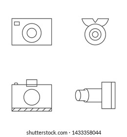 camera icon set photography with line art for mobile, web, sign, interface design