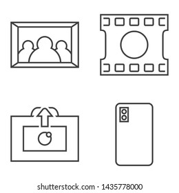 Camera icon set photography, line interface design for mobile, web sign, picture and image