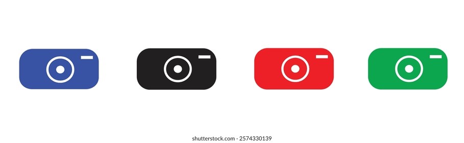 Camera icon set, camera photography, shot, shutter, flash, vector illustration.