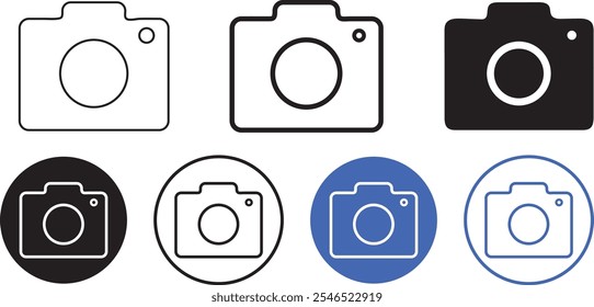 Camera icon set. Photography camera symbol sign