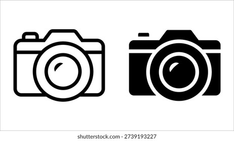 Conjunto de iconos de cámara. Iconos de silueta de cámaras vintage en blanco y negro.