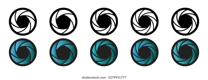 Camera icon set. Simple abstract simple design symbol of photographic industry camera, film