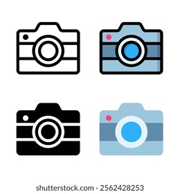 Camera icon set. Suitable for camera, image, and photography icon element. Digital camera symbol.