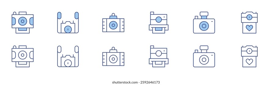 Camera icon set in two styles, Duotone and Thin Line style. Editable stroke. photo camera, camera.