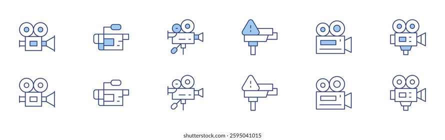 Camera icon set in two styles, Duotone and Thin Line style. Editable stroke. security camera, video camera.