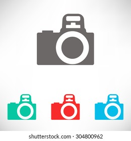 Camera icon. Set of varicolored icons.