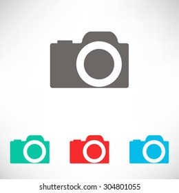 Camera icon. Set of varicolored icons.