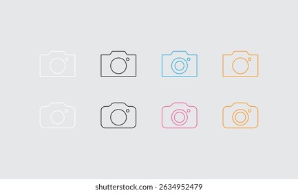 Camera Icon Set Vector Art. The balance of simplicity and color makes them suitable for both professional and playful design contexts.