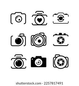 camera icon set vector design