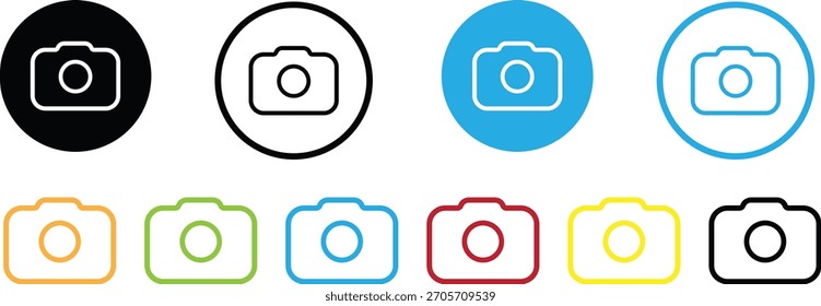 Conjunto de íconos de cámara, Vector de contorno de cámara, colección de Elementos de diseño de Fotografía digital.