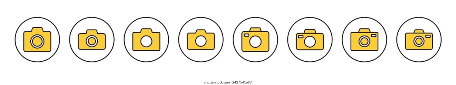 Icono de cámara vector conjunto. signo y símbolo de cámara de fotos. icono de fotografía.