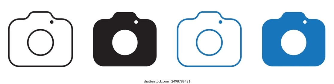 Camera icon set vector. Photo icon symbol, snapshot sign . line outline icons, flat style isolated element.