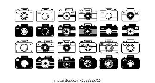 Camera icon set vector. photo camera icon, sign or symbol. camera photography iconsign vector.