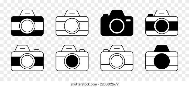 Kamerasymbol eingestellt. Bildkamera-Symbole gesetzt. Fotokamera-Illustration einzeln auf weißem Hintergrund. Vektor EPS10