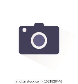 Camera icon with shadow. Flat vector illustration