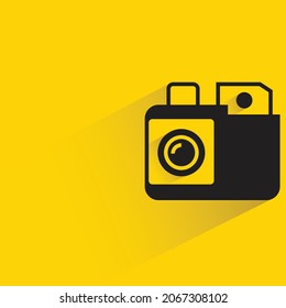 camera icon with shadow on yellow background