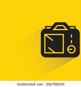 camera icon with shadow on yellow background
