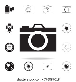 camera icon with shadow. Set of Photo elements icon. Photo camera quality graphic design collection icons for websites, web design, mobile app on white background