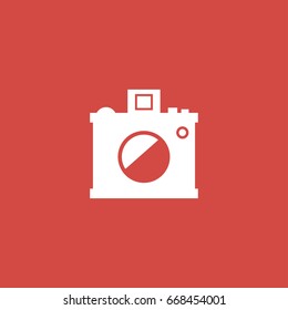 camera icon. sign design. red background
