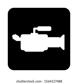 Camera icon sign on black square button. Vector illustration.