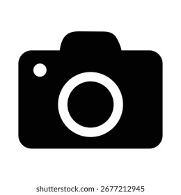 Icono de cámara: Una silueta de cámara de Fotografía Video negra simple, que representa conceptos de fotografía, medios y diseño creativo, perfecto para proyectos digitales e impresos.