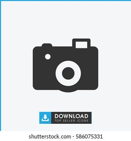 camera icon. Simple filled camera icon. On white background.