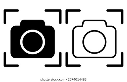 camera icon, simple flat style, pictogram logo sign symbol vector illustration, isolated on white for mobile app