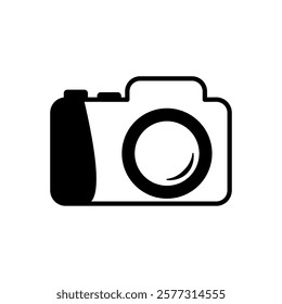 camera icon, simple flat style, pictogram logo symbol vector illustration, isolated on white for mobile app