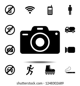Camera icon. Simple outline vector element of ban, prohibition, forbiddance set icons for UI and UX, website or mobile application