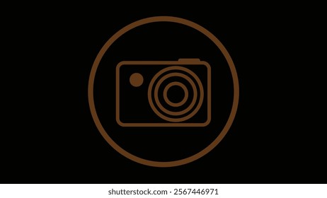 Camera icon simple camera photo snapshot capture photograph on black background.