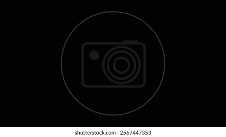 Camera icon simple camera photo snapshot capture photograph on black background.