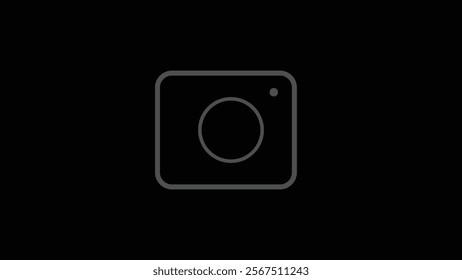 Camera icon simple camera photo snapshot capture photograph on black background.