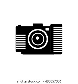 Camera icon in simple style isolated on white background. Shooting symbol vector illustration