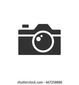 Camera icon in single grey color. Photography picture electronic imaging
