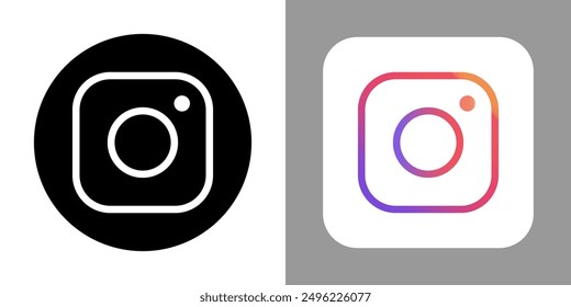 Camera icon social media sign icon instagram logo Camera symbol vector illustration. Editable stroke.