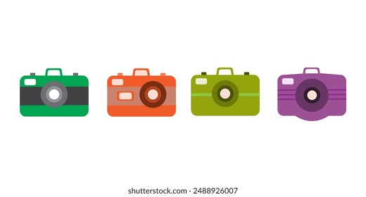 Camera Icon Square Button Set