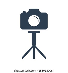 Camera Icon With Stand Vector. Modern simple snapshot photography sign.