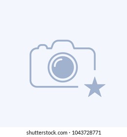 Camera icon with star sign. Camera icon and best, favorite, rating concept. Vector icon