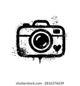 Camera Icon Stencil Graffiti Vector Illustration Spray Paint Texture Art