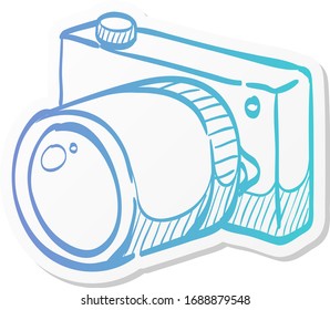 Camera icon in sticker color style. Photography picture electronic imaging capture mirror less digital