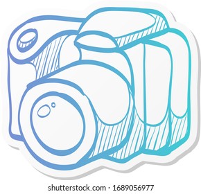 Icono de cámara en color adhesivo. Fotógrafo profesional de fotografía digital SLR