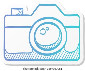 Camera icon in sticker color style. Digital photography snapshot