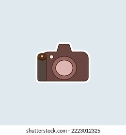 Camera Icon Sticker on light blue background.