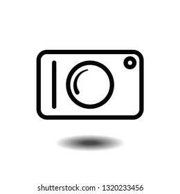 Camera icon surveillance equipment flat designed black and white vector graphic