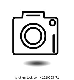 Camera icon surveillance equipment flat designed black and white vector graphic