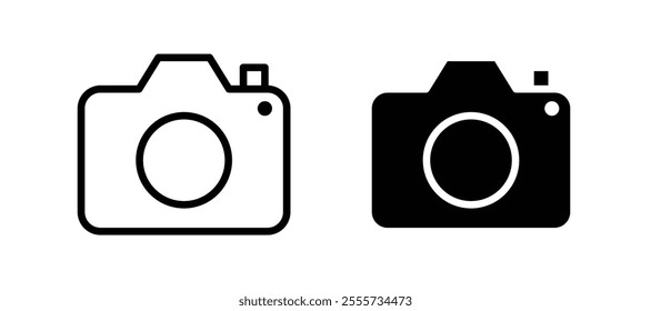 Camera icon symbol collection on white background.